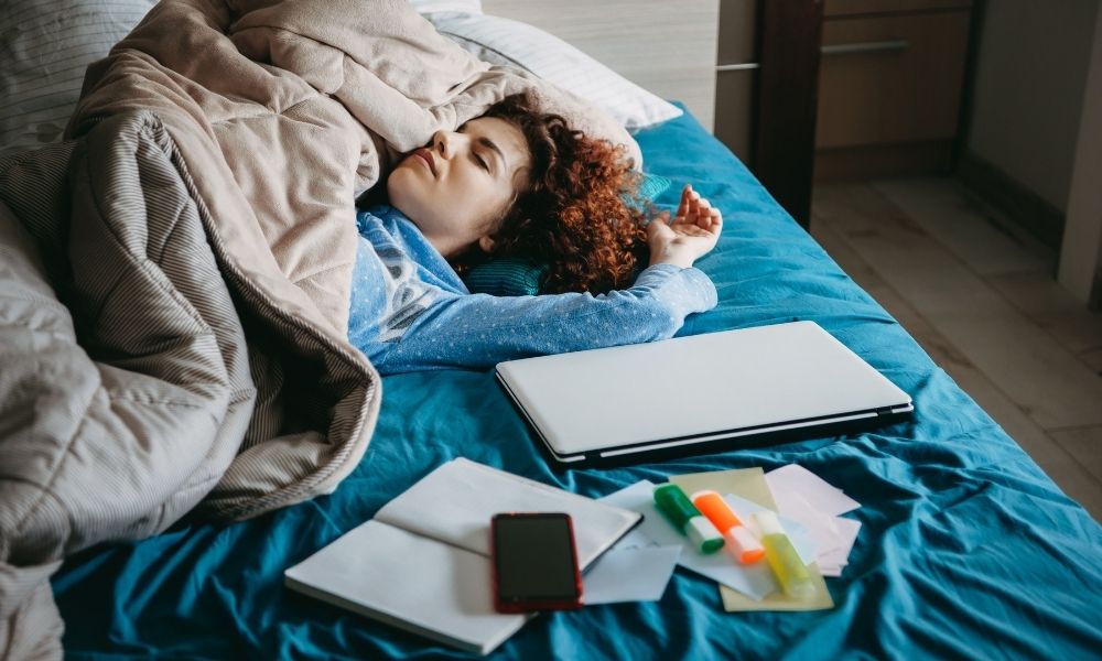 college student sleeping